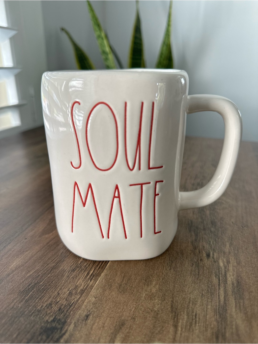 Rae Dunn Soul Mate Cream Ceramic Mug with Red Lettering ❤️
